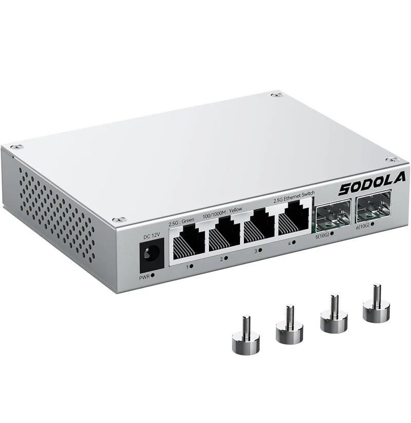 2,5 Gbit Media-Konverter / Switch – 4× 2,5 Gbit/s NBASE-T/RJ45 + 1× 10 Gbit/s SFP+